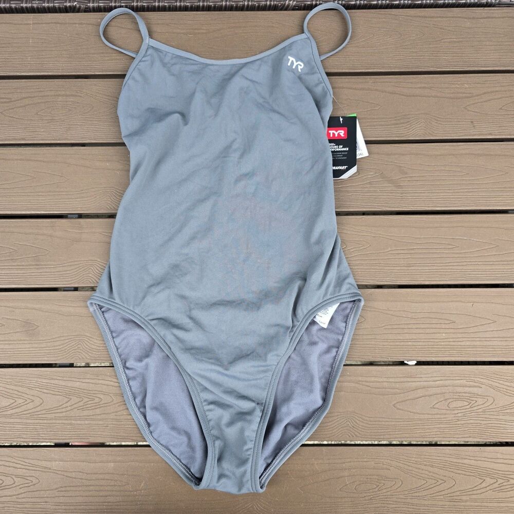 TYR Durafast One Girl Women Solid Dark Grey Trinityfit One Piece Swim Sz 26 New